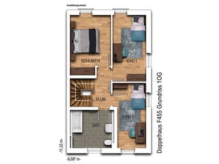 Massivhaus Doppelhaus F455 von Heinz von Heiden Zentrale Schlüsselfertig ab 349229.7€, Cubushaus Grundriss 2