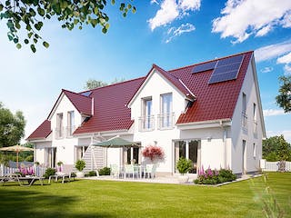 Massivhaus Doppelhaus S841 von Heinz von Heiden Zentrale Schlüsselfertig ab 290142.1€, Satteldach-Klassiker Außenansicht 1
