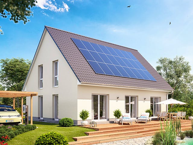 Massivhaus Alto 74K von Heinz von Heiden Zentrale Schlüsselfertig ab 388800€, Satteldach-Klassiker Außenansicht 1