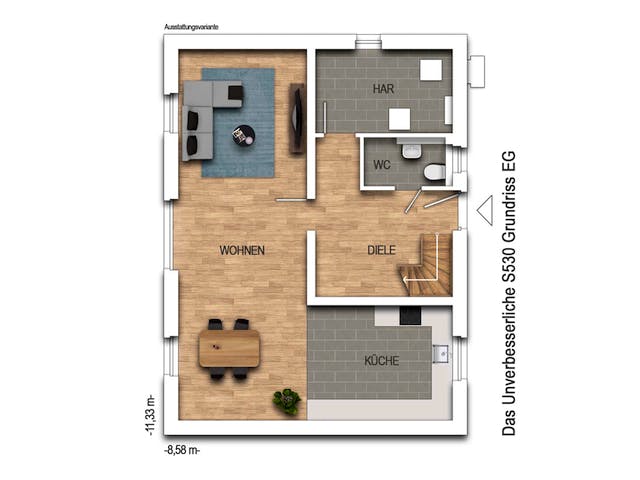 Massivhaus Der Unverbesserliche S530 von Heinz von Heiden Schlüsselfertig ab 230954€, Satteldach-Klassiker Grundriss 1