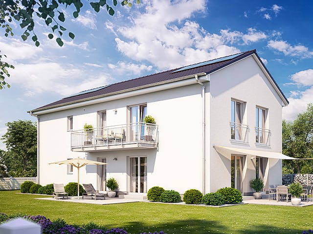 Massivhaus Zweifamilienhaus 491 von Heinz von Heiden Schlüsselfertig ab 414975€, Satteldach-Klassiker Außenansicht 1