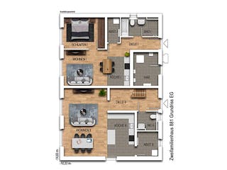Massivhaus Zweifamilienhaus 881 von Heinz von Heiden Zentrale Schlüsselfertig ab 443125.8€, Satteldach-Klassiker Grundriss 1