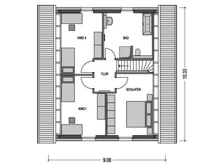 Massivhaus KLASSIK 2610 von HVO Massivhaus Schlüsselfertig ab 342300€, Satteldach-Klassiker Grundriss 2