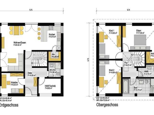 Fertighaus Jubiläumshaus Stadtvilla mit Zeltdach von Holz & Dach Living Ausbauhaus ab 284499€, Stadtvilla Innenansicht 9