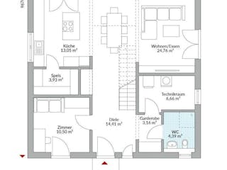 Fertighaus Point 153.1 von Danwood Schlüsselfertig ab 318600€, Satteldach-Klassiker Innenansicht 9