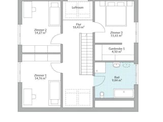 Fertighaus Point 153.1 von Danwood Schlüsselfertig ab 318600€, Satteldach-Klassiker Innenansicht 10
