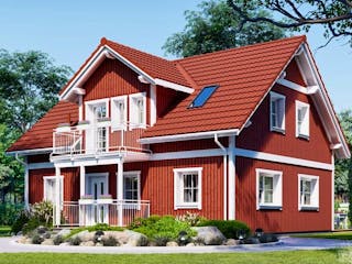 Fertighaus Point 154.10 von Danwood Schlüsselfertig ab 321200€, Satteldach-Klassiker Außenansicht 1