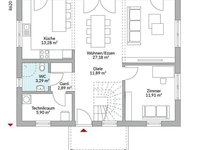 Fertighaus Point 154.10 von Danwood Schlüsselfertig ab 313000€, Satteldach-Klassiker Innenansicht 9