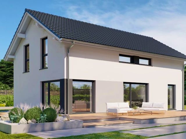 Fertighaus Point 162 von Danwood Schlüsselfertig ab 330200€, Satteldach-Klassiker Außenansicht 1 Fertighaus Point 162 von Danwood Schlüsselfertig ab 330200€, Satteldach-Klassiker Außenansicht 1