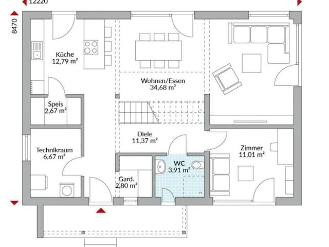 Fertighaus Point 162 von Danwood Schlüsselfertig ab 309800€, Satteldach-Klassiker Innenansicht 5