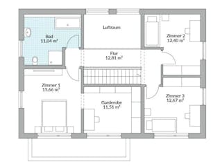 Fertighaus Point 162 von Danwood Schlüsselfertig ab 330200€, Satteldach-Klassiker Innenansicht 6