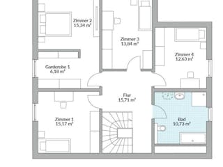 Fertighaus Point 177.1 von Danwood Schlüsselfertig ab 340400€, Satteldach-Klassiker Innenansicht 10