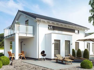 Fertighaus SOLUTION 183 V4 von Living Fertighaus Schlüsselfertig ab 476197€, Satteldach-Klassiker Außenansicht 1