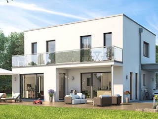 Fertighaus SUNSHINE 143 V7 von Living Fertighaus Schlüsselfertig ab 424228€, Cubushaus Außenansicht 1