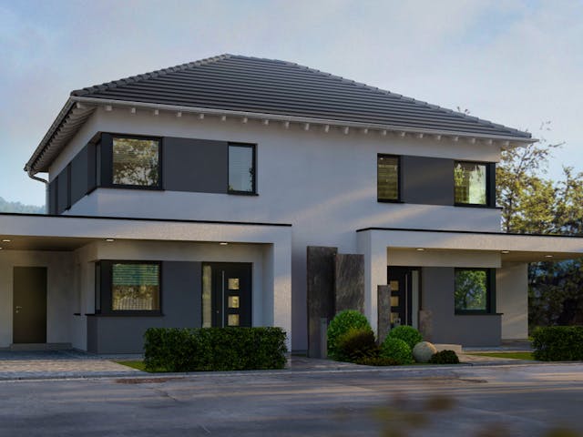 Fertighaus ZweiRaum 4 von OKAL Haus Schlüsselfertig ab 633900€, Stadtvilla Außenansicht 1