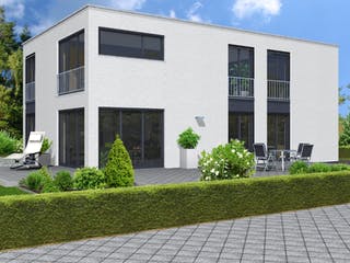 Massivhaus EFH Bauhaus 115 von invivo haus Schlüsselfertig ab 533895€, Cubushaus Außenansicht 1