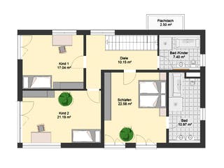 Massivhaus EFH Bauhaus 115 von invivo haus Schlüsselfertig ab 533895€, Cubushaus Grundriss 2