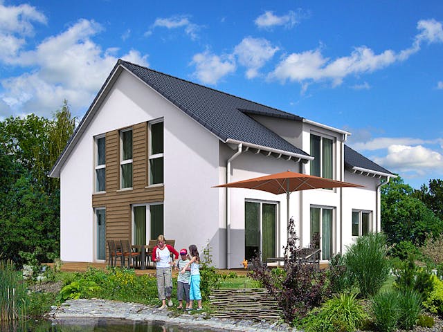 Massivhaus EFH Klassik 110 von invivo haus Schlüsselfertig ab 466226€, Satteldach-Klassiker Außenansicht 1