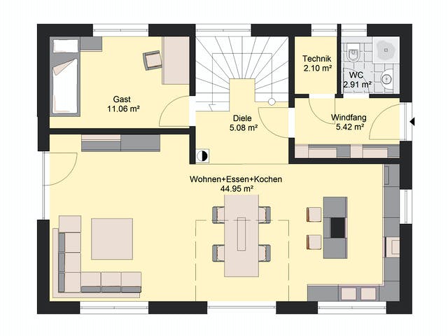 Massivhaus Klassik 93 von invivo haus Schlüsselfertig ab 419987€, Satteldach-Klassiker Grundriss 1