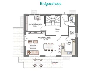 Massivhaus EFH Klassik 80 von invivo haus Schlüsselfertig ab 377193€, Satteldach-Klassiker Grundriss 1