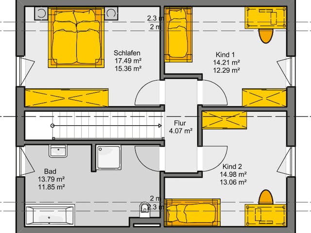 Fertighaus Jedermann Akzent von Büdenbender Hausbau, Satteldach-Klassiker Grundriss 2