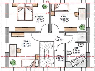 Fertighaus Junge Familie 127 von Suckfüll Energiesparhaus Schlüsselfertig ab 359100€, Satteldach-Klassiker Grundriss 2