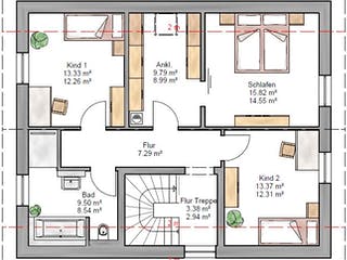 Fertighaus Junge Familie 146 von Suckfüll Energiesparhaus Schlüsselfertig ab 384750€, Satteldach-Klassiker Grundriss 2