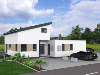 Fertighaus Junto 168 von Fingerhut Haus Schlüsselfertig ab 599262€, Pultdachhaus Außenansicht 1