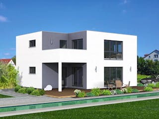 Fertighaus Junto 222 von Fingerhut Haus Schlüsselfertig ab 635208€, Cubushaus Außenansicht 2