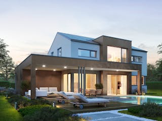 Fertighaus Concept 2.1 von KAMPA Schlüsselfertig ab 656412€, Satteldach-Klassiker Außenansicht 1