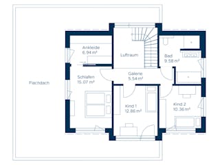 Fertighaus Concept 2.1 von KAMPA Schlüsselfertig ab 656412€, Satteldach-Klassiker Grundriss 2