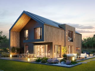 Fertighaus Concept 5 von KAMPA Schlüsselfertig ab 598464€, Satteldach-Klassiker Außenansicht 1