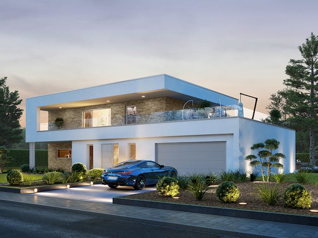 Fertighaus Concept 8 von KAMPA Schlüsselfertig ab 1114890€, Cubushaus Außenansicht 2