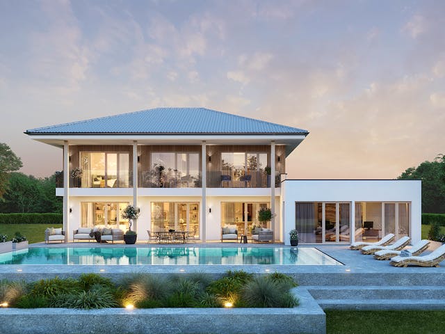 Fertighaus Signature S299 von KAMPA Schlüsselfertig ab 893671€, Stadtvilla Außenansicht 1 Fertighaus Signature S299 von KAMPA Schlüsselfertig ab 893671€, Stadtvilla Außenansicht 1