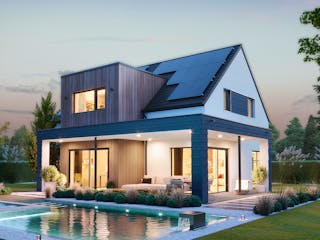 Fertighaus Signature T175 von KAMPA Schlüsselfertig ab 660928€, Satteldach-Klassiker Außenansicht 1