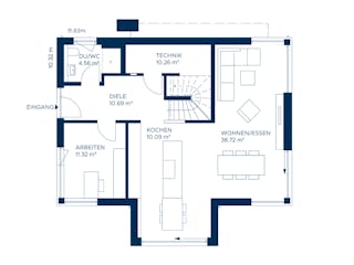 Fertighaus Signature T175 von KAMPA Schlüsselfertig ab 660928€, Satteldach-Klassiker Grundriss 1