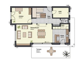 Fertighaus Haus Sonnenfeld von Keitel-Haus Schlüsselfertig ab 460364€, Pultdachhaus Grundriss 1