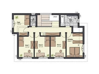Fertighaus Haus Sonnenfeld von Keitel-Haus Schlüsselfertig ab 460364€, Pultdachhaus Grundriss 2