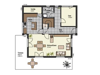 Fertighaus Haus Stromberg von Keitel-Haus Schlüsselfertig ab 378282€, Pultdachhaus Grundriss 1
