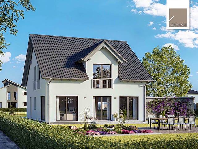 Massivhaus Familienhaus Fida von Kern-Haus Schlüsselfertig ab 392900€, Satteldach-Klassiker Außenansicht 1 Massivhaus Familienhaus Fida von Kern-Haus Schlüsselfertig ab 392900€, Satteldach-Klassiker Außenansicht 1