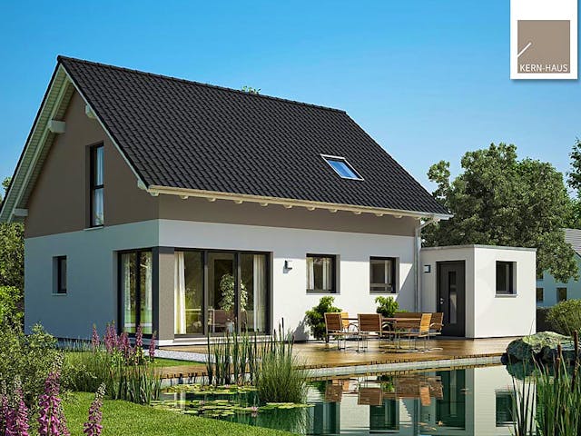 Massivhaus Familienhaus Loop Classic von Kern-Haus Schlüsselfertig ab 323900€, Satteldach-Klassiker Außenansicht 1
