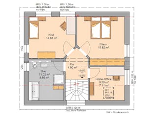 Massivhaus Familienhaus Loop Pult von Kern-Haus Schlüsselfertig ab 297900€, Pultdachhaus Grundriss 2