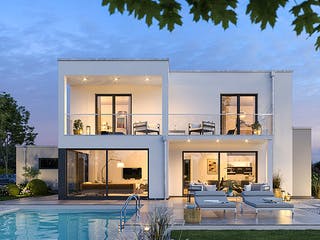 Massivhaus Bauhaus Anteo von Kern-Haus Schlüsselfertig ab 657900€, Cubushaus Außenansicht 3