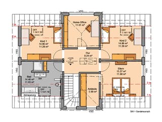 Massivhaus Familienhaus Auro von Kern-Haus Schlüsselfertig ab 428900€, Satteldach-Klassiker Grundriss 2