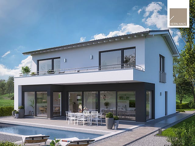 Massivhaus Familienhaus Elea von Kern-Haus Schlüsselfertig ab 592900€, Satteldach-Klassiker Außenansicht 1