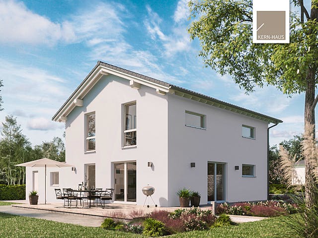Massivhaus Familienhaus Jara von Kern-Haus Schlüsselfertig ab 322900€, Satteldach-Klassiker Außenansicht 1