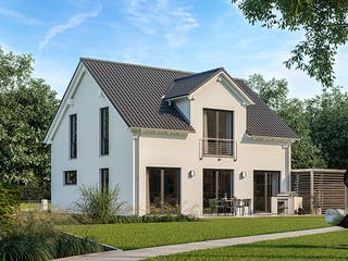 Massivhaus Familienhaus Trend von Kern-Haus Schlüsselfertig ab 327900€, Satteldach-Klassiker Außenansicht 1
