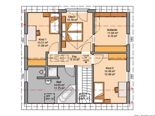 Massivhaus Familienhaus Trend von Kern-Haus Schlüsselfertig ab 327900€, Satteldach-Klassiker Grundriss 2