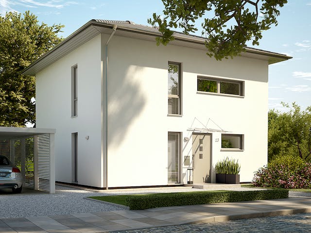 Massivhaus ARCHITEKTENHAUS NOVO von Kern-Haus Chemnitz Schlüsselfertig ab 356900€, Stadtvilla Außenansicht 2