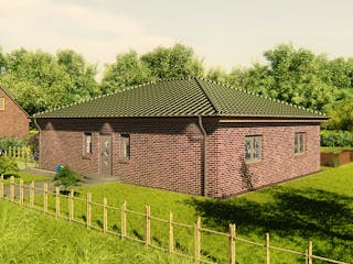 Massivhaus Bungalow 110 von KLINKER HAUS Schlüsselfertig ab 264500€, Bungalow Außenansicht 2